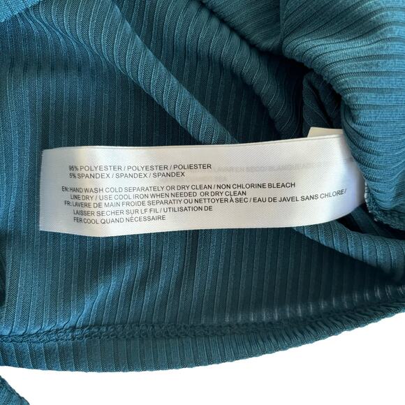 Band of the Free Deep Teal High Neckline Flared Long Sleeve Blouse Size Medium - Picture 5 of 6